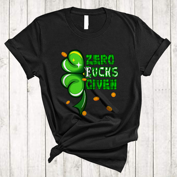 MacnyStore - Zero F*cks Given, Sarcastic St. Patrick's Day Adult Plaid Shamrock, Matching Family Group T-Shirt