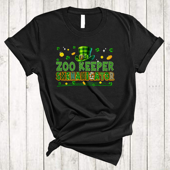 MacnyStore - Zoo Keeper Shenanigator, Wonderful St. Patrick's Day Plaid Shamrock, Lucky Irish Family Group T-Shirt