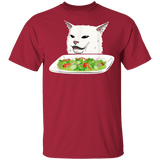 Angry Women Yelling At Confused Cat At Dinner Table Funny Cat T-Shirt - Macnystore